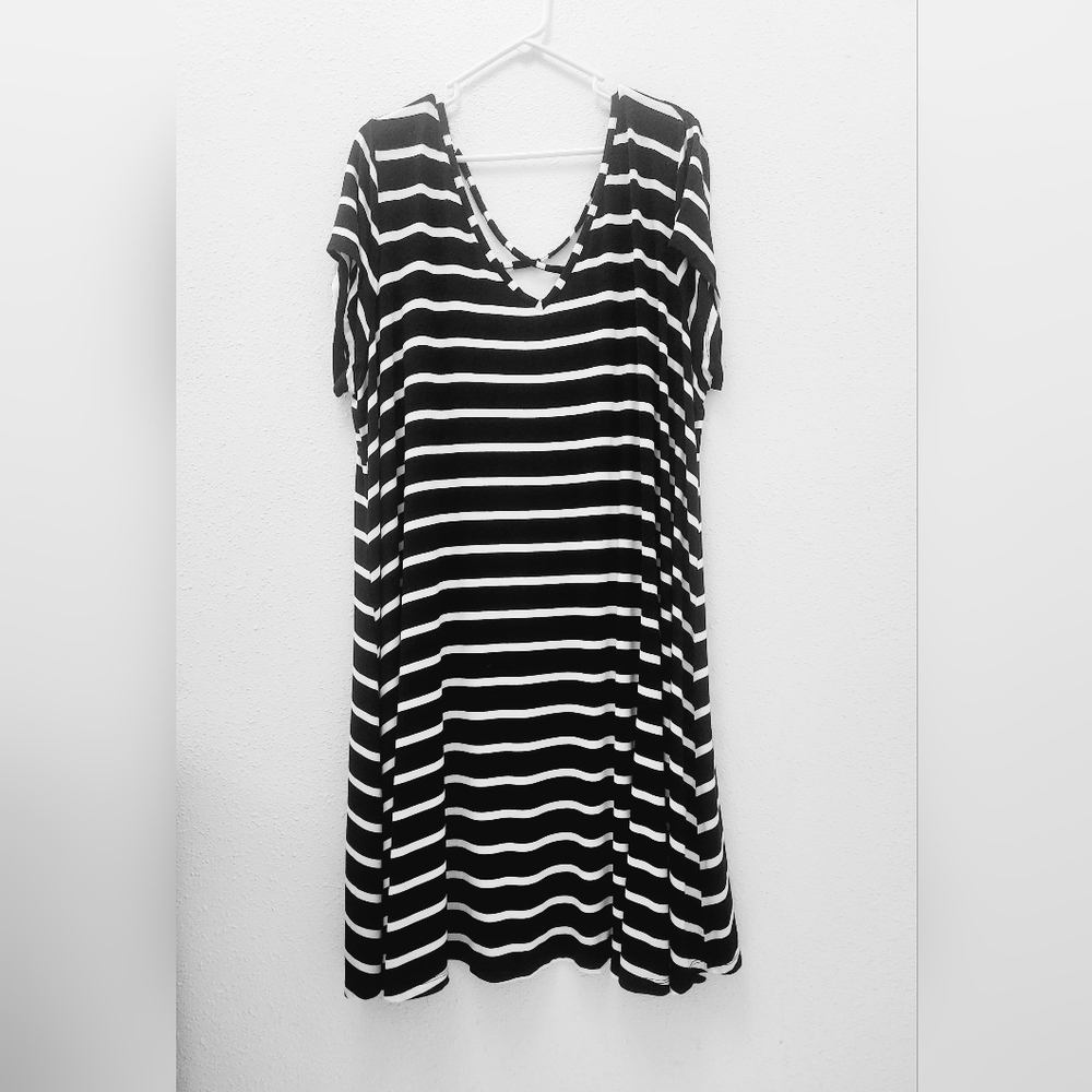 Lane Bryant Black and White Striped Dress 26/28